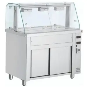 INOMAK Bain Marie With Heated Cupboard And Glass Canopy 3 x GN1/1 MIV711