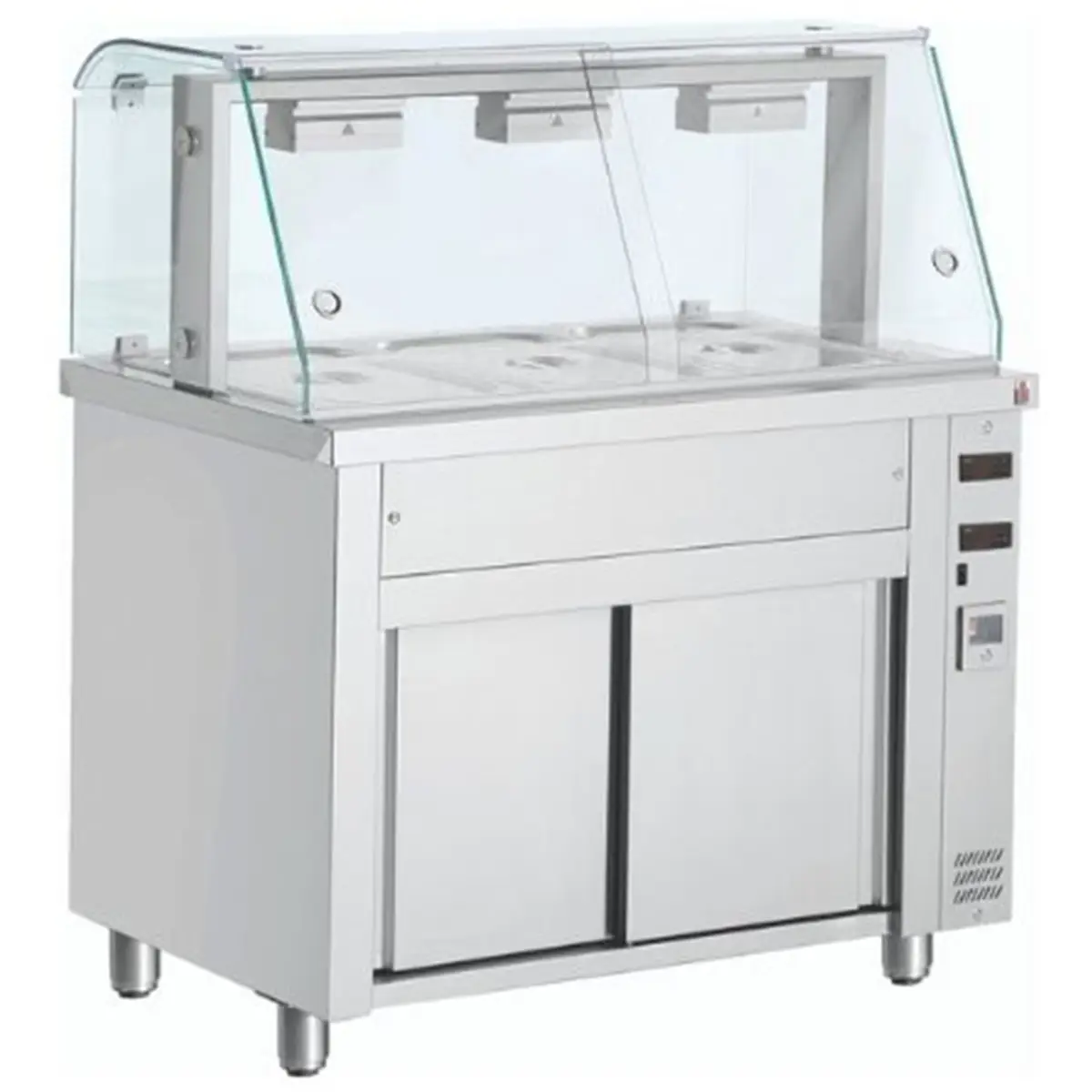 INOMAK Bain Marie With Heated Cupboard And Glass Canopy 3 x GN1/1 MIV711