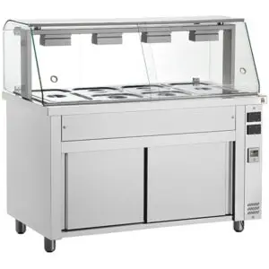 INOMAK Bain Marie With Heated Cupboard And Glass Canopy 4x GN1/1 MIV714