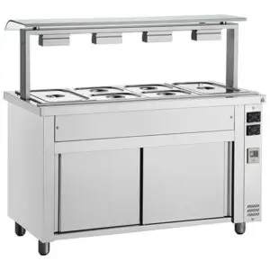 INOMAK Bain Marie With Heated Cupboard And Sneeze Guard 4x GN1/1 MJV714