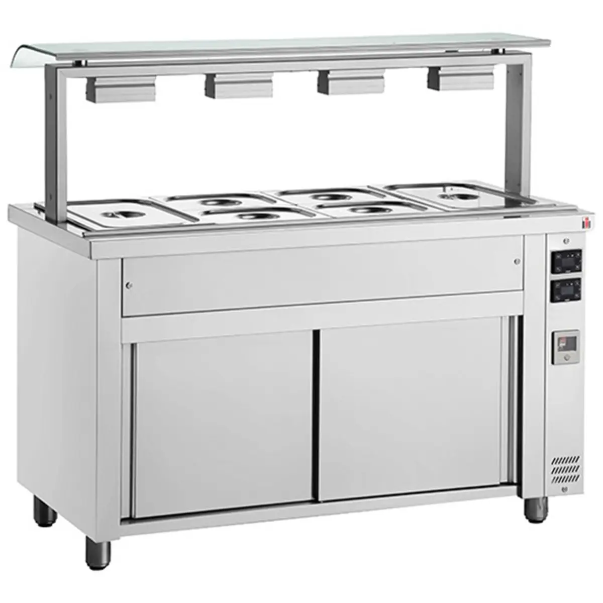 INOMAK Bain Marie With Heated Cupboard And Sneeze Guard 4x GN1/1 MJV714