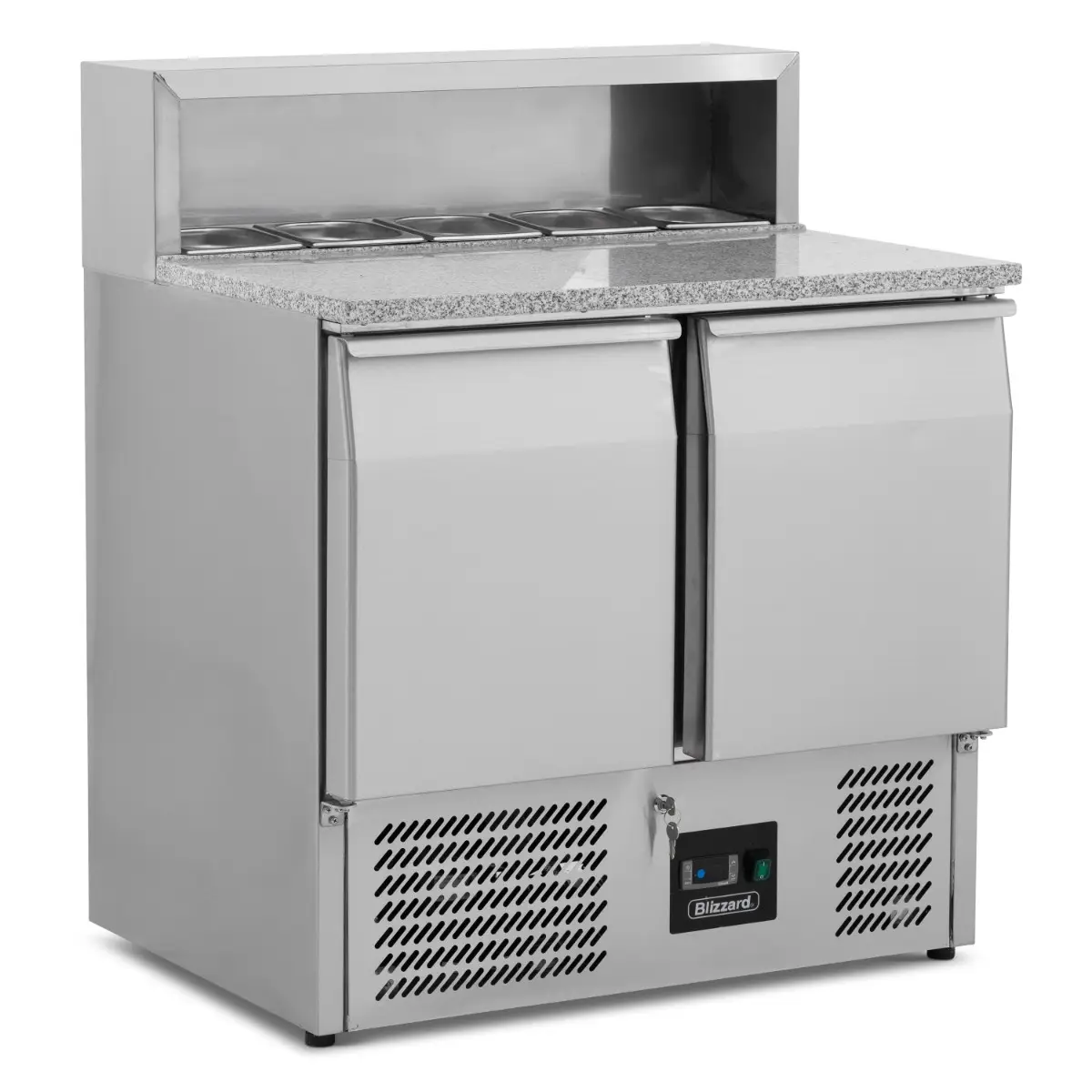 BLIZZARD Compact Double Door Refrigerated Pizza Prep Counter BCC2PREPGRANITE