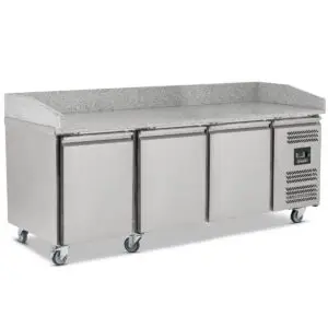 BLIZZARD Triple Hinged Door Pizza Prep Counter with Granite Worktop BPB2000