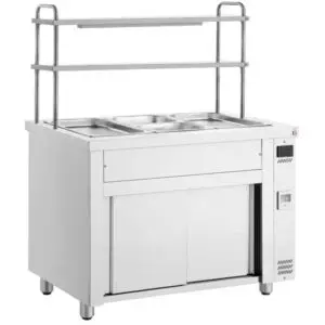 INOMAK 1800mm Wet Well Bain Marie With Ambient Cupboard & Double Gantry MDVW-DHG18
