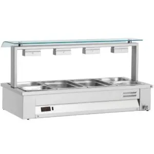 INOMAK Counter Top Bain Marie With Sneeze Guard 4x GN1/1 MEV614