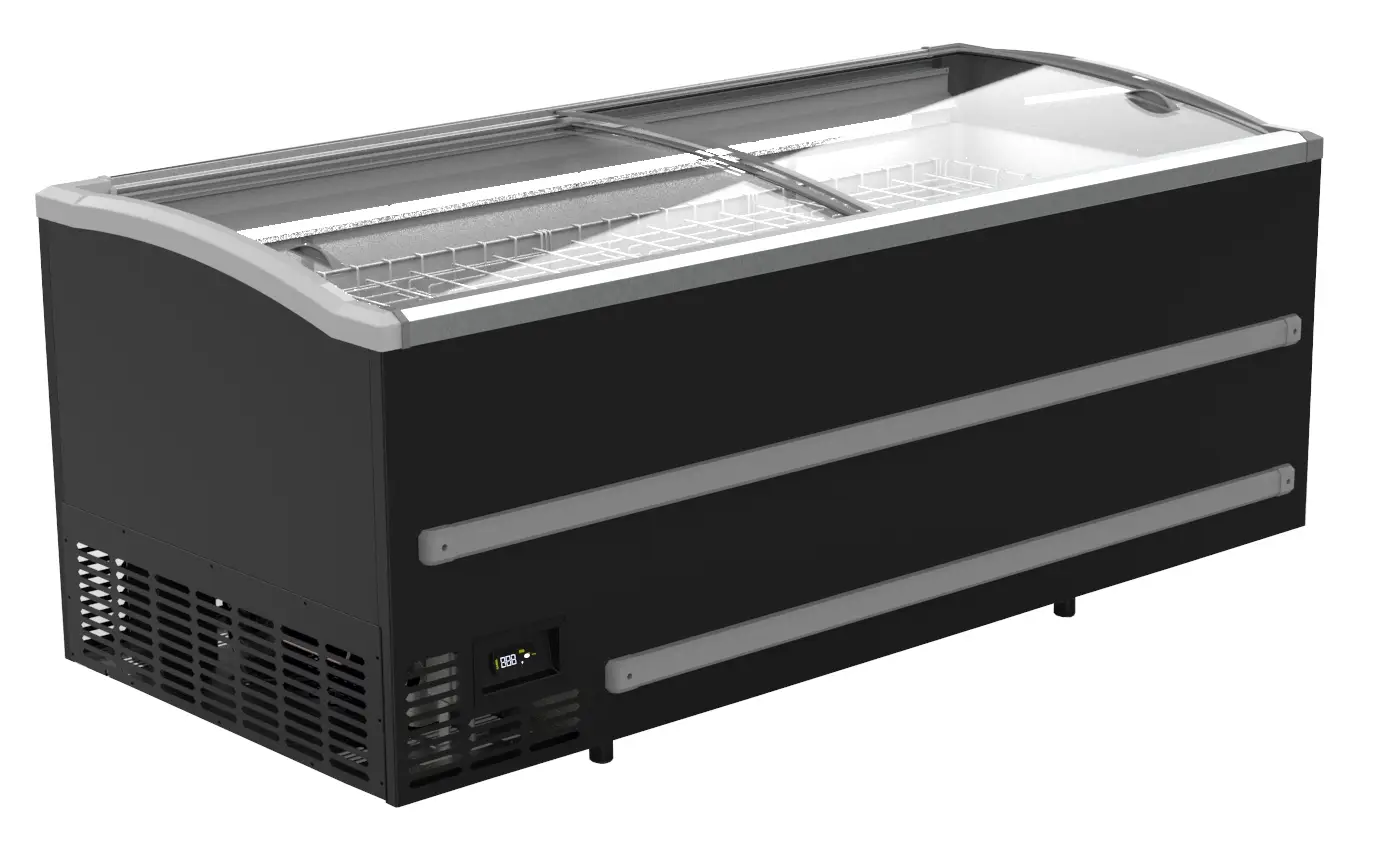 CombiSteel Supermarket Chest Freezer Black 2500mm Automatic Defrost 7072.0115