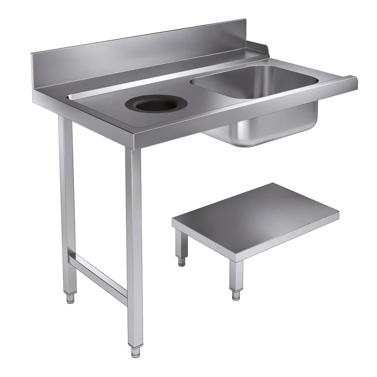 CombiSteel Entry Table with Bottom Shelf and Waste Hole 1200mm Left for SL Pass-through Dishwasher 720 (fits 7280.0045-0046) 7106.0015