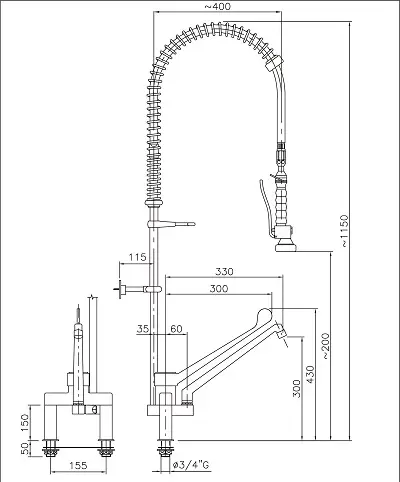 CombiSteel Pre Rinse Unit Elbow Command with 2-HOLES 7212.0035 - Image 2