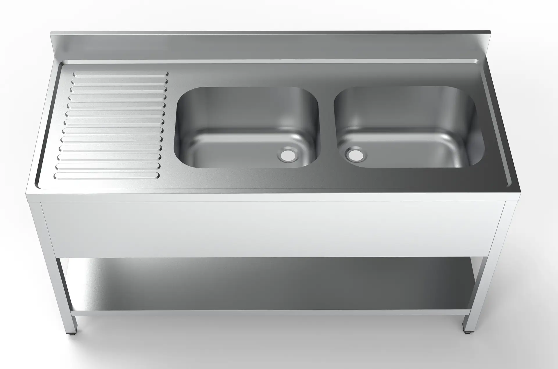 CombiSteel 700 Series Sink Unit with Shelf 1600mm 2 Bowl Right 7333.0855 - Image 2
