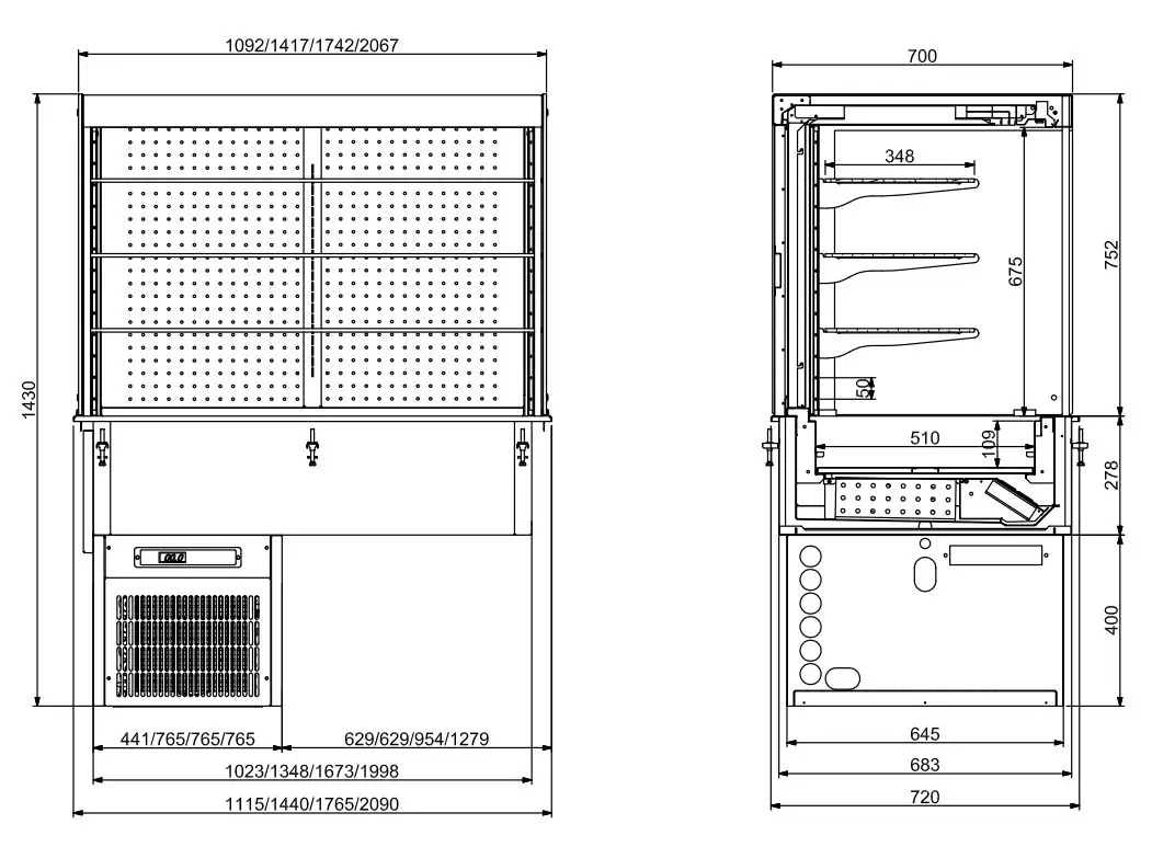 CombiSteel Drop-in Cubic Refrigerated Display Wall Model - Roll-up 3/1 7495.0165 - Image 2