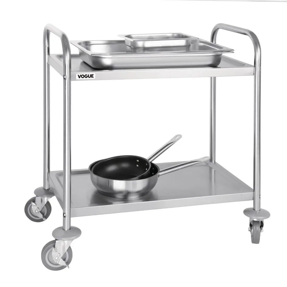 Vogue Stainless Steel 2 Tier Clearing Trolley Small F996 - Image 2
