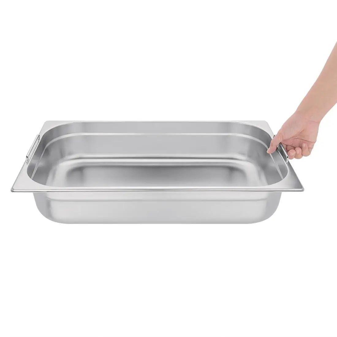 Vogue Stainless Steel 1/1 Gastronorm Tray With Handles 100mm CB179 - Image 4