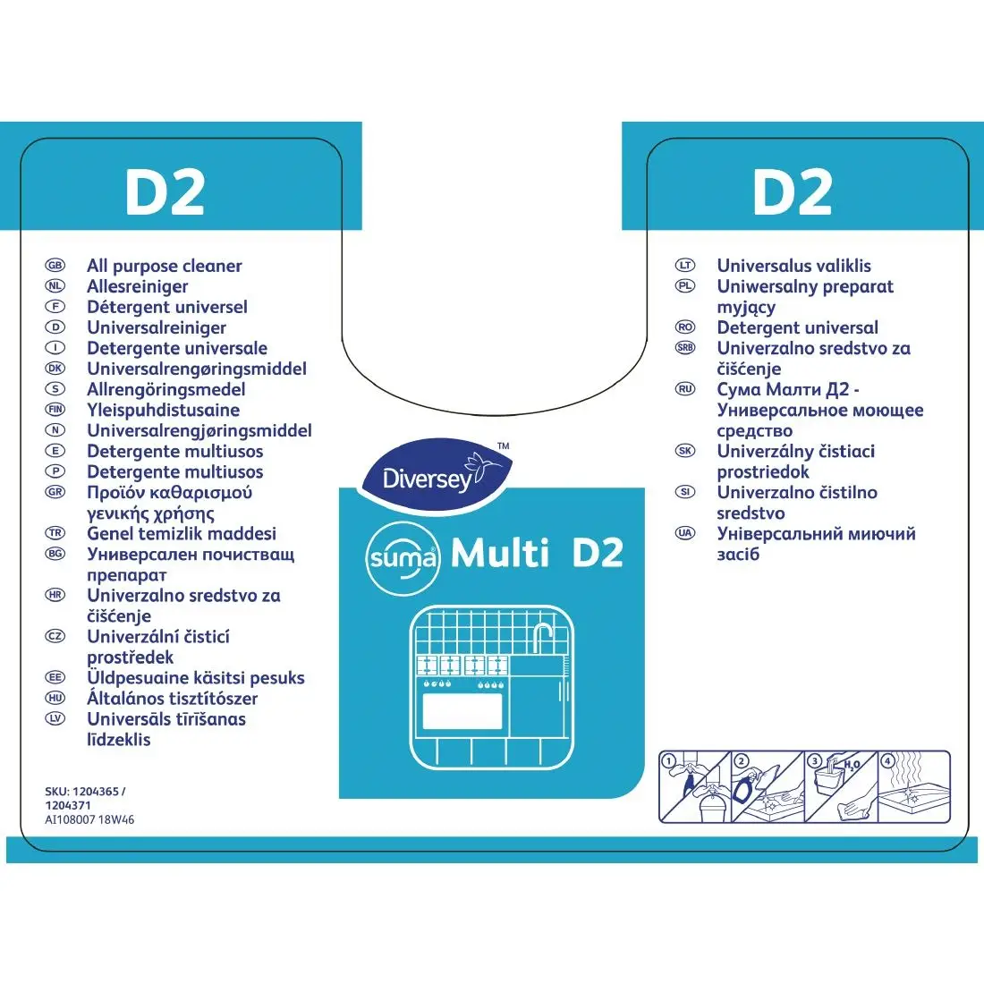 Suma D2 Multi-Purpose Cleaner Refill Bottles 750ml (2 Pack) CC115 - Image 2