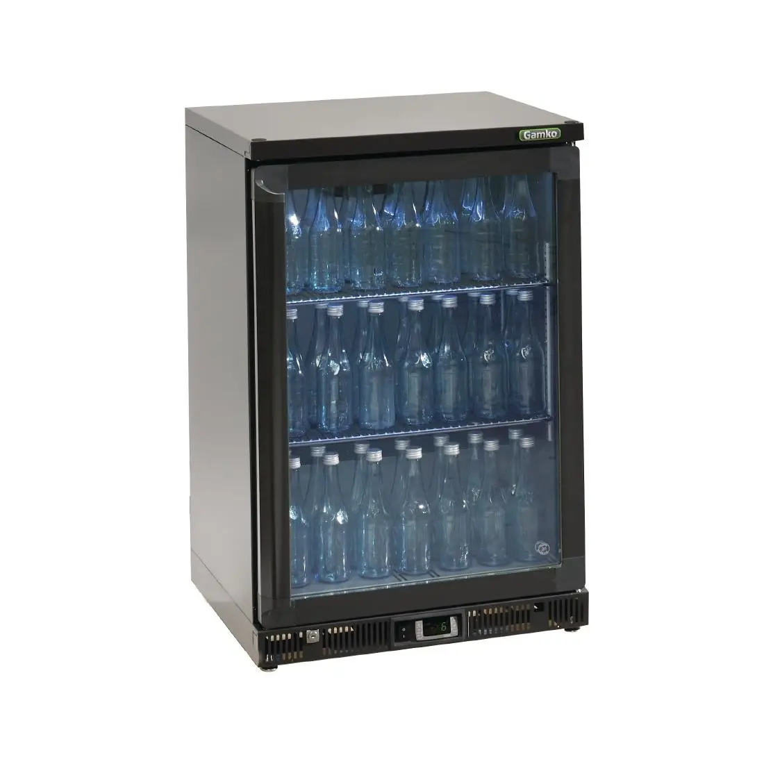Gamko Bottle Cooler - Single Hinged Door 150Ltr Black CE550