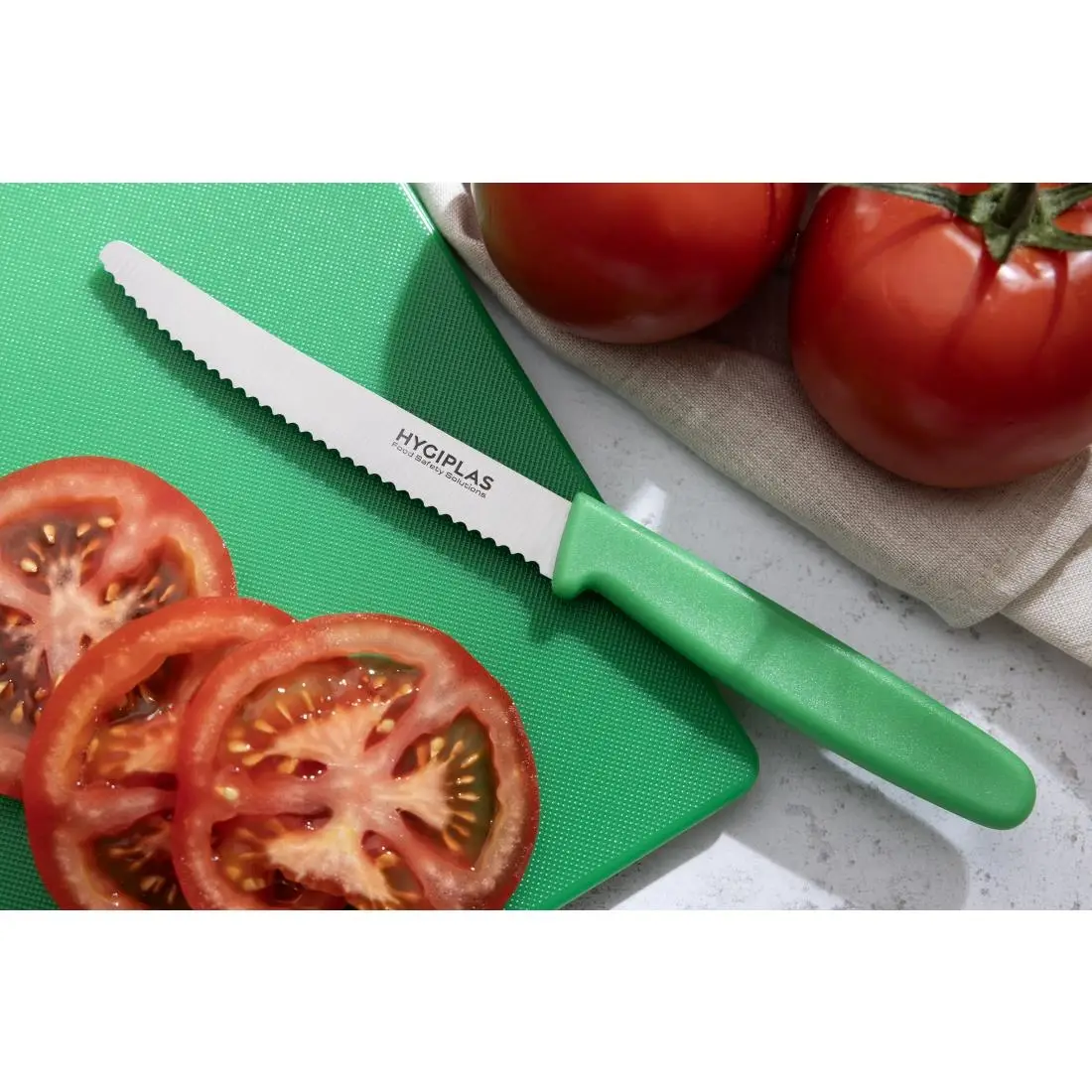 Hygiplas Serrated Tomato Knife Green 10.5cm CF898 - Image 6