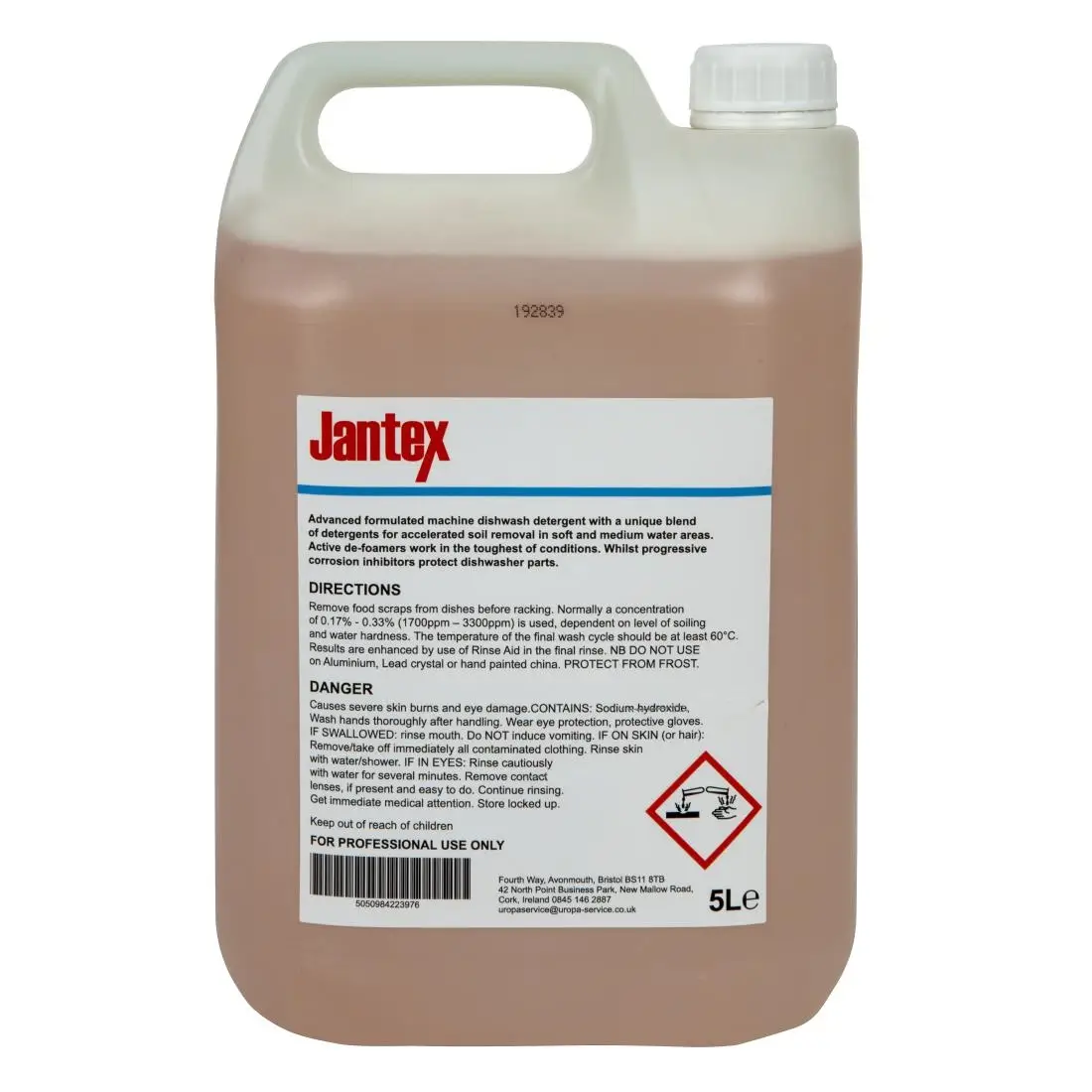 Jantex Dishwasher Detergent Concentrate 5Ltr CF976 - Image 3