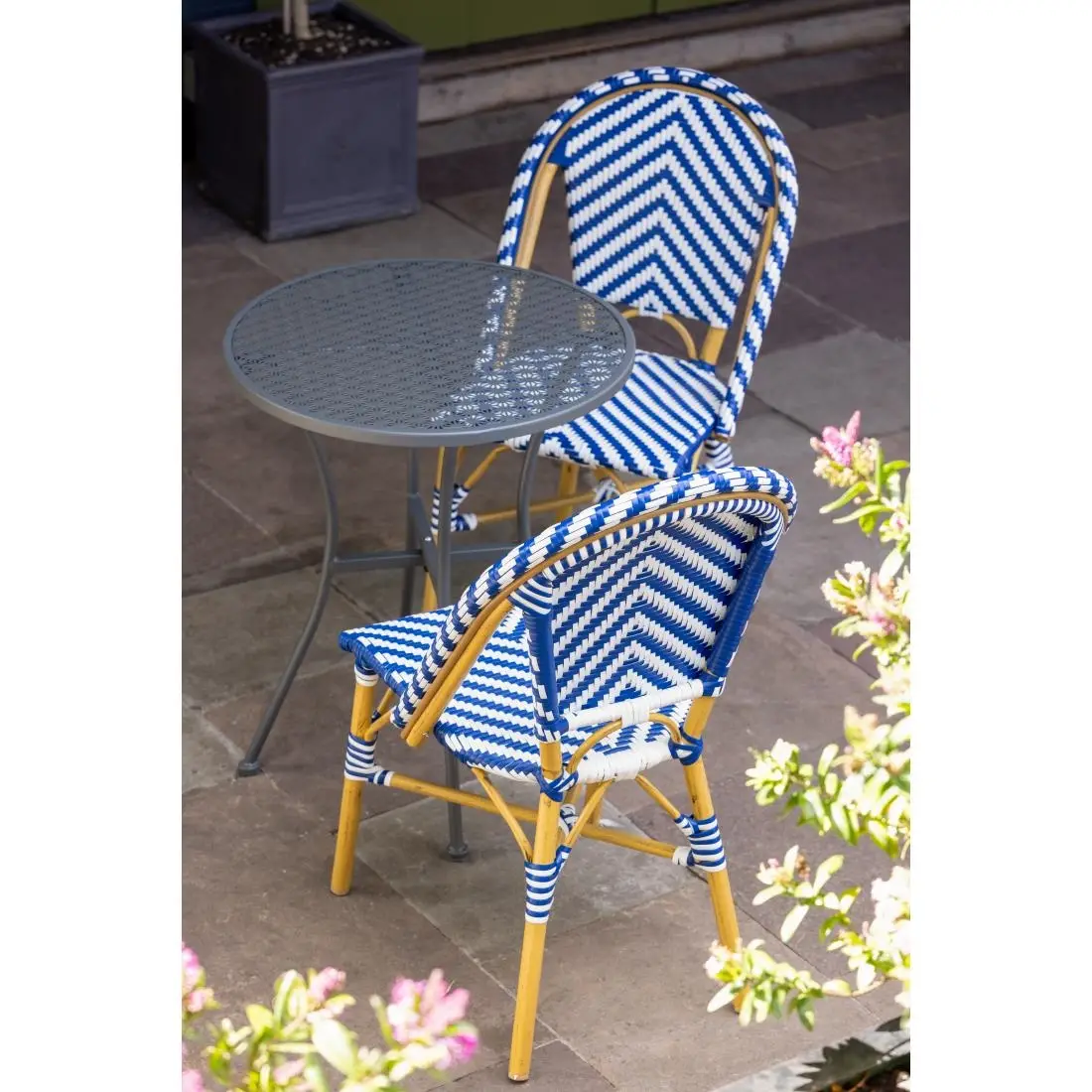 Bolero Parisian Style Rattan Side Chair Blue (2 Pack) CH110 - Image 3