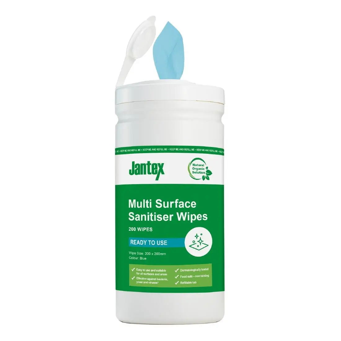 Surface Sanitiser Wipes Starter Tub 200mm (200 Pack)