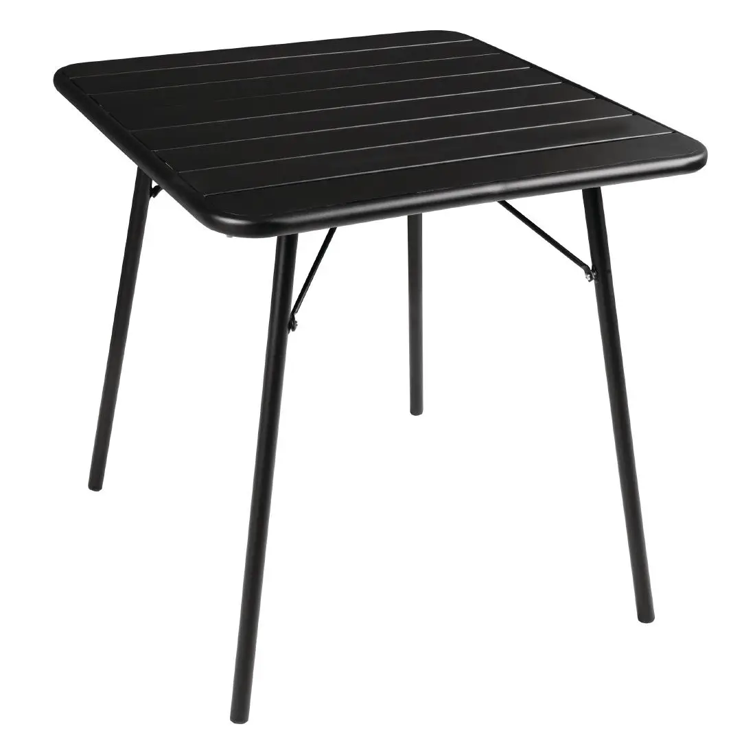 Bolero Amalfi Slatted Square Steel Folding Table Black 700mm CS731