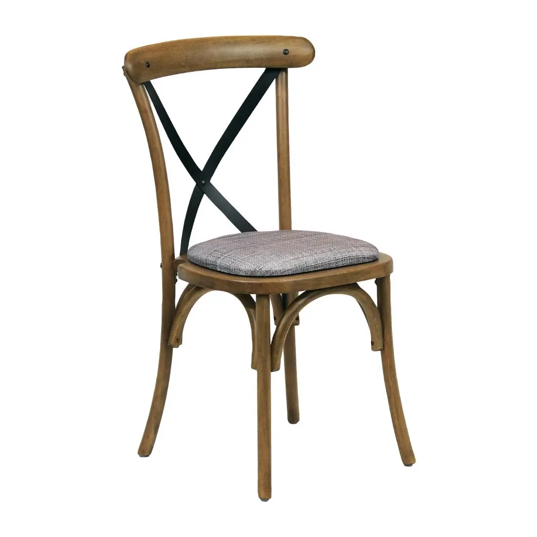 Bristol Dining Chair Weathered Oak with Padded Seat Helbeck Charcoal (2 Pack) CX445