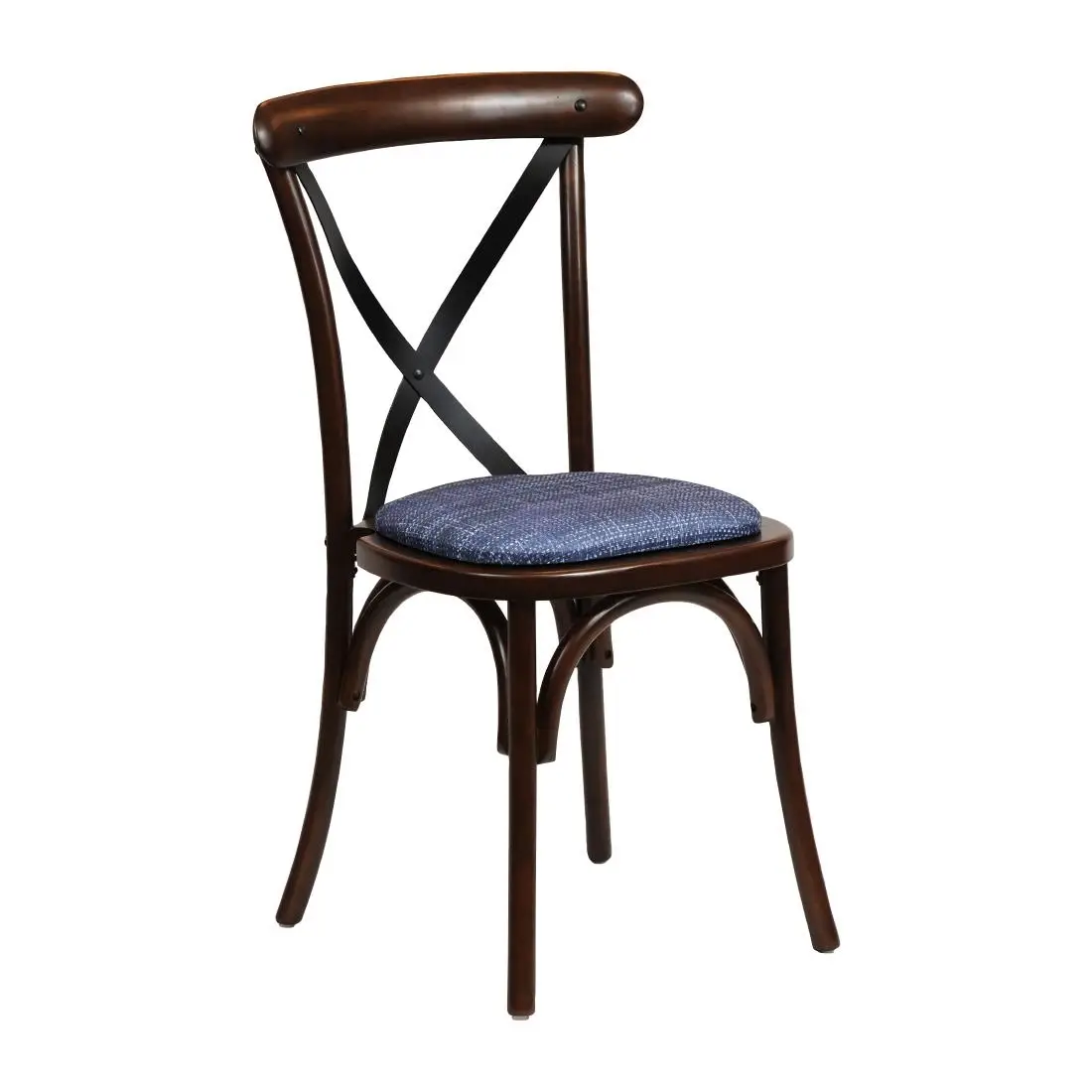 Bristol Dining Chair Dark Walnut with Padded Seat Helbeck Midnight (2 Pack) CX447