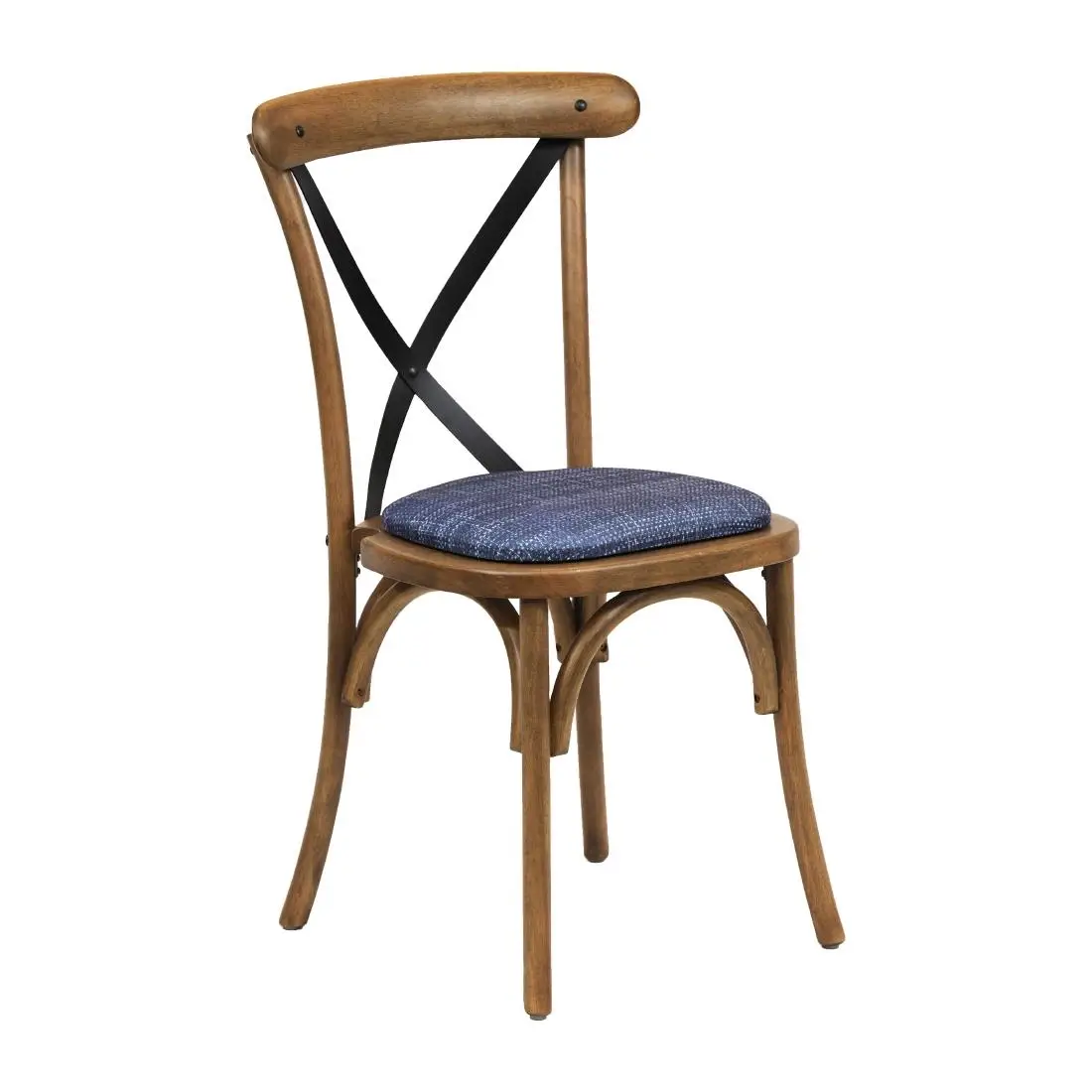 Bristol Dining Chair Weathered Oak with Padded Seat Helbeck Midnight (2 Pack) CX448