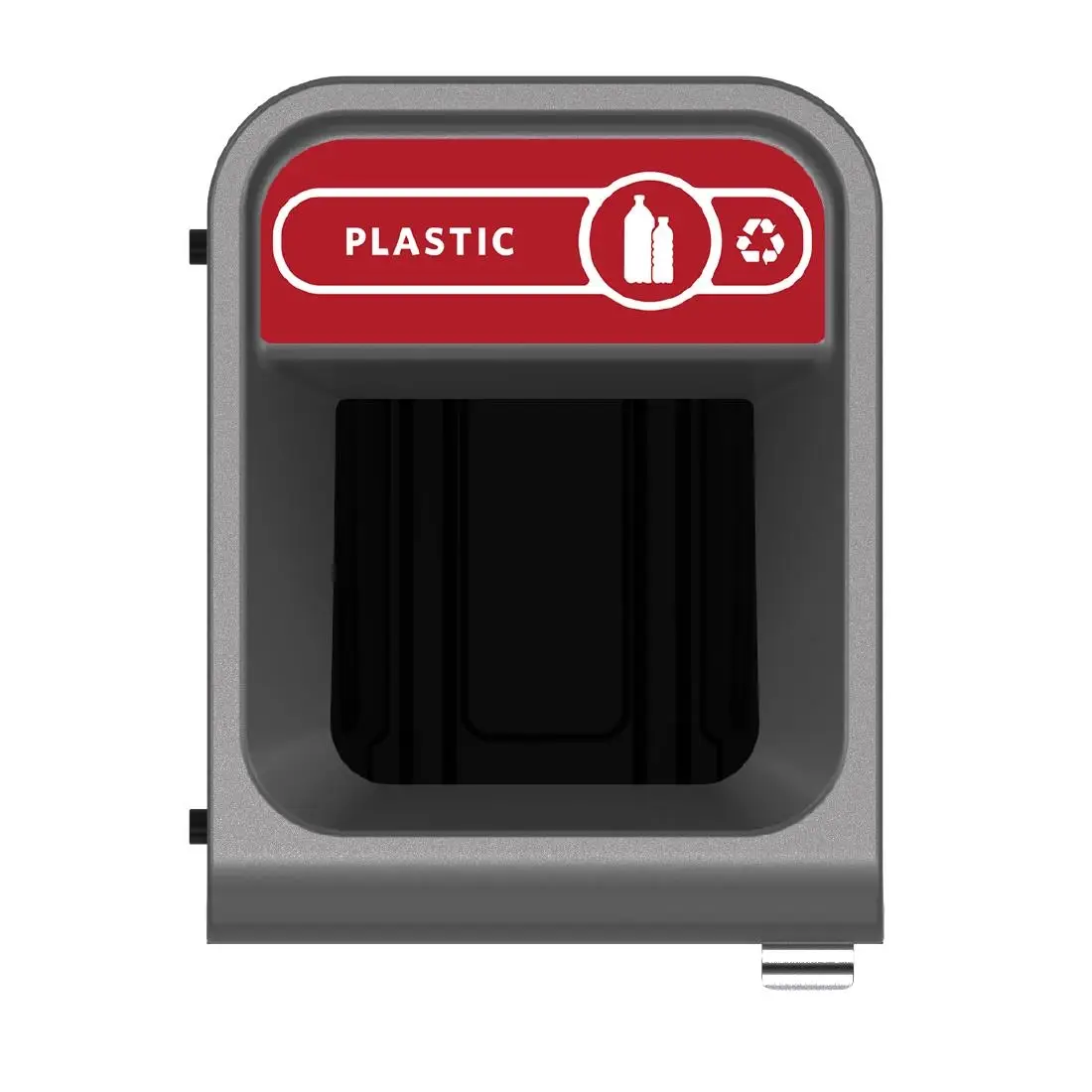 Rubbermaid Configure Recycling Bin with Plastic Recycling Label Red 57Ltr CX963 - Image 2
