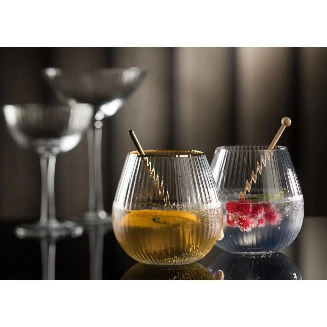 Utopia Hayworth Stemless Gin Gold Rim Glasses 650ml (6 Pack) CZ044 - Image 3