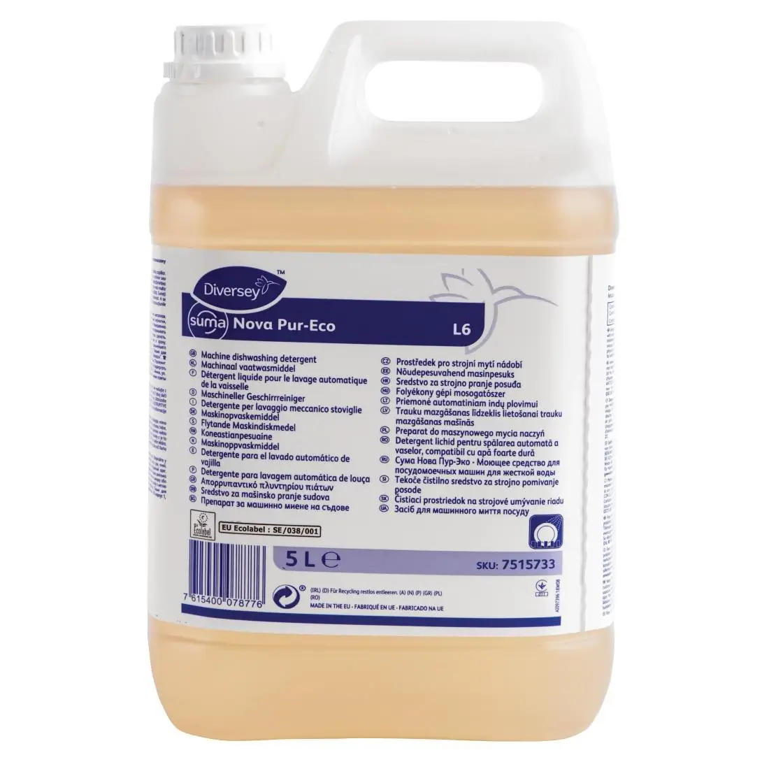 Nova L6 Pur-Eco Dishwasher Detergent Concentrate 5Ltr (2 Pack)