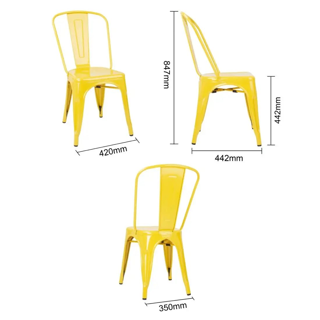 Bolero Bistro Steel Side Chairs Yellow (4 Pack) DK292 - Image 2