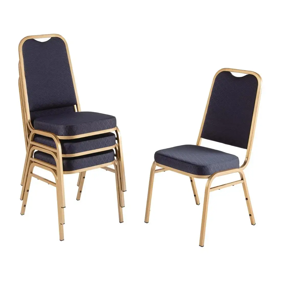 Bolero Square Back Banquet Chairs Blue & Gold (4 Pack) DL015 - Image 4