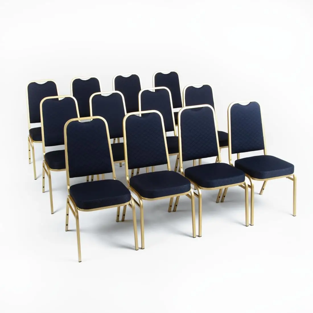 Bolero Square Back Banquet Chairs Blue & Gold (4 Pack) DL015 - Image 5