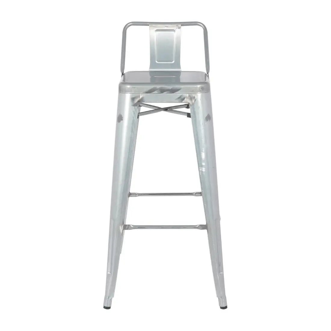 Bolero Bistro Galvanised Steel High Stool with Backrest (4 Pack) DL877 - Image 5
