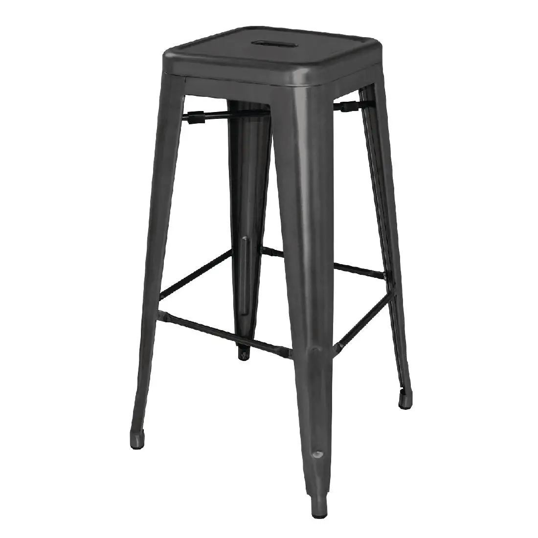 Bolero Bistro Steel High Stool Black (4 Pack) DL881