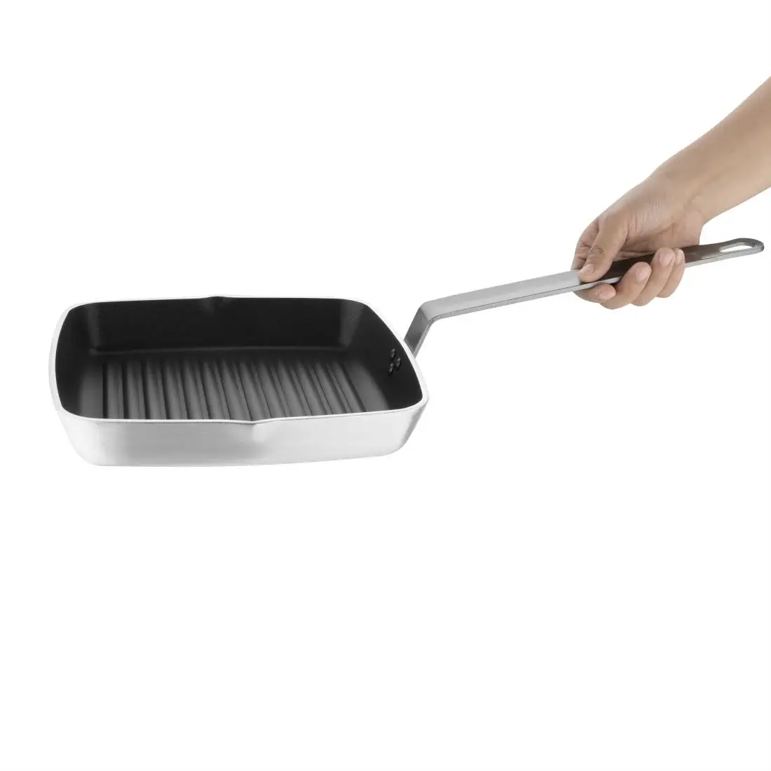 Vogue Aluminium Square Non-Stick Teflon Ribbed Skillet Pan 24cm DL942 - Image 2