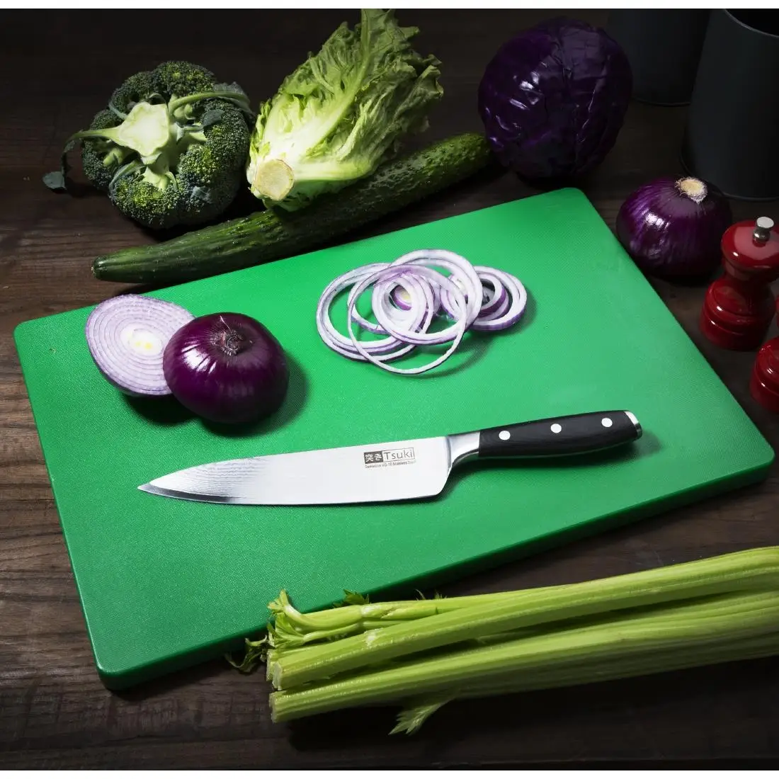 Hygiplas Thick Low Density Green Chopping Board 450x300x20mm DM006 - Image 5