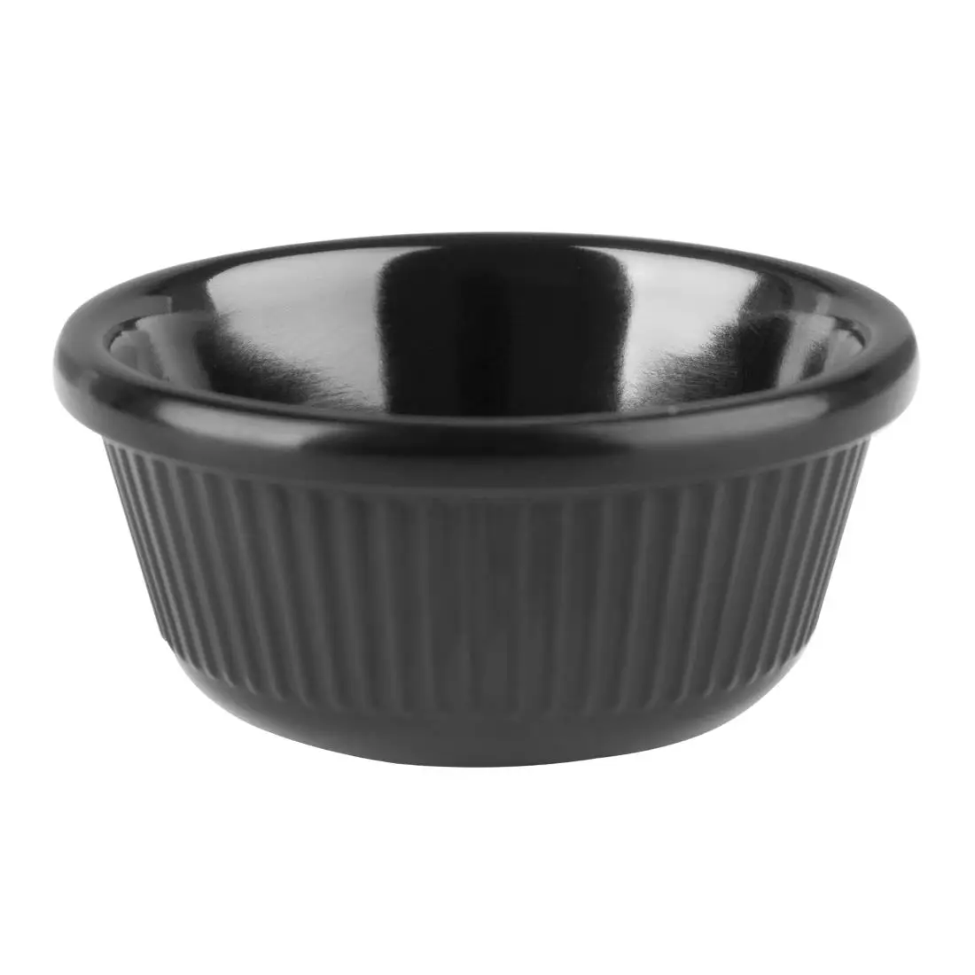 Olympia Kristallon Melamine Fluted Ramekins Black 57mm (12 Pack) DM162