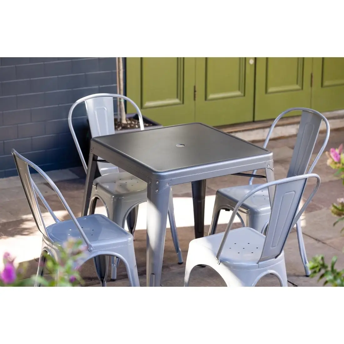 Bolero Bistro Square Steel Table Gun Metal 668mm DM904 - Image 9