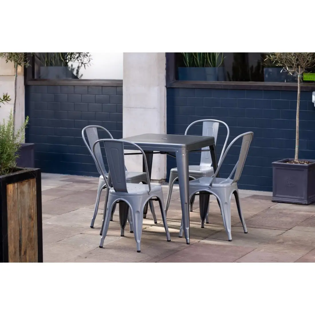 Bolero Bistro Square Steel Table Gun Metal 668mm DM904 - Image 10
