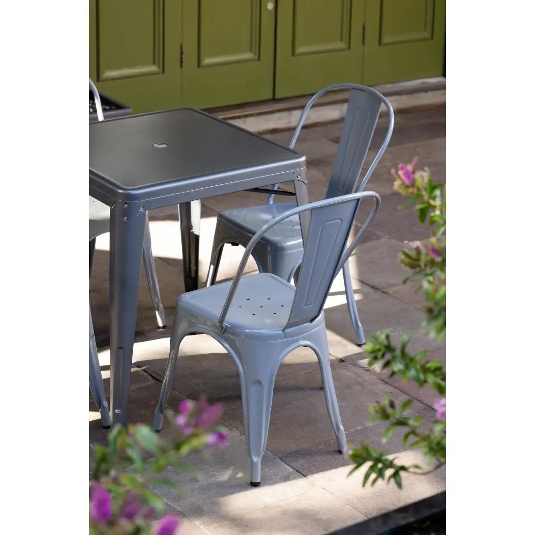 Bolero Bistro Square Steel Table Gun Metal 668mm DM904 - Image 11