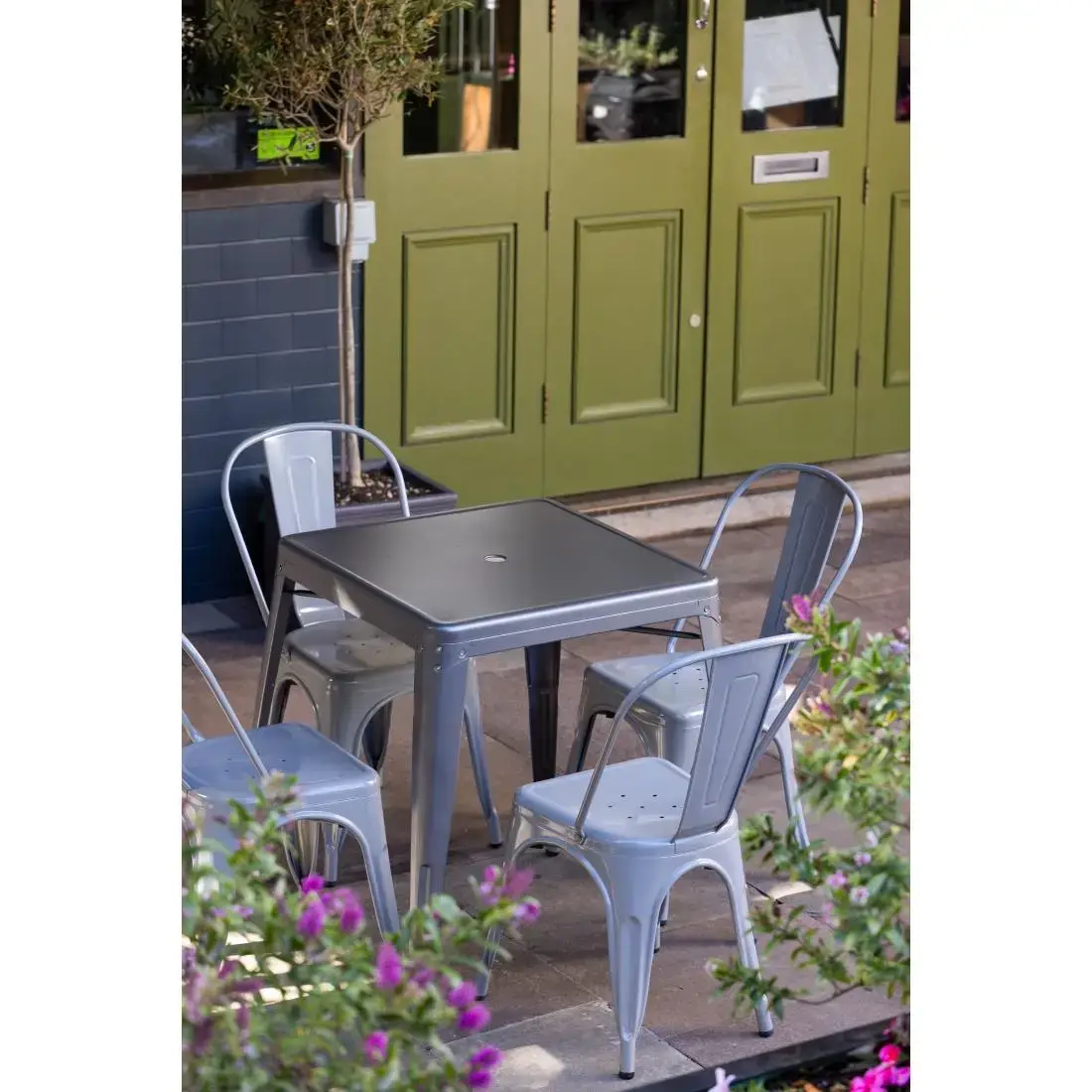 Bolero Bistro Square Steel Table Gun Metal 668mm DM904 - Image 8