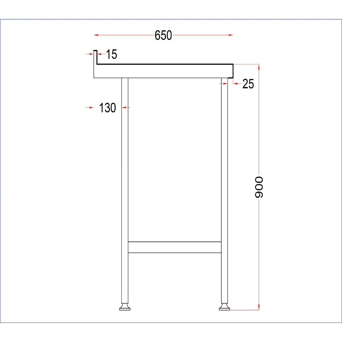 Vogue Stainless Steel Wall Table with Upstand 1500mm DR030 - Image 6