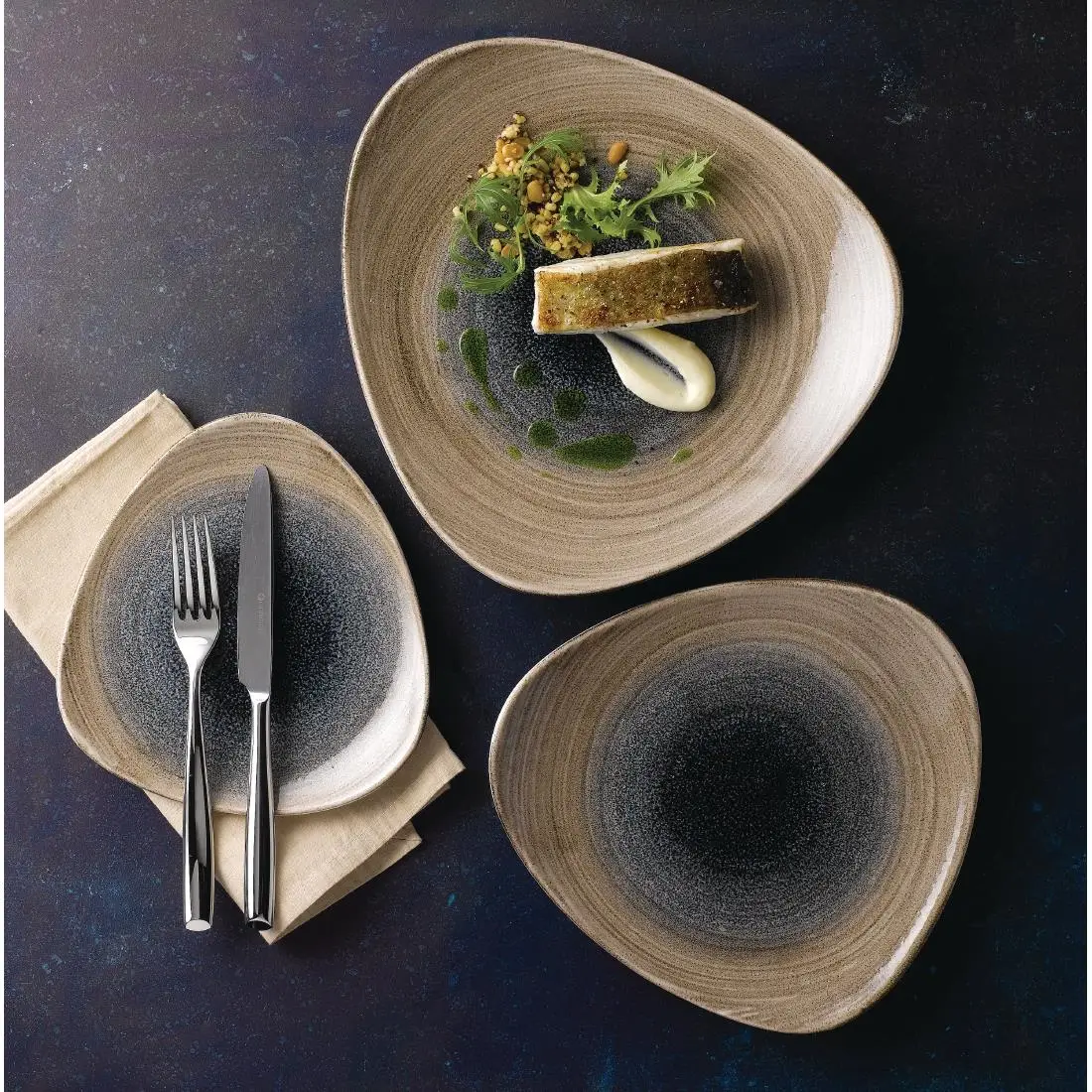 Churchill Stonecast Aqueous Triangular Plates Bayou Taupe 192mm (12 Pack) FA666 - Image 2
