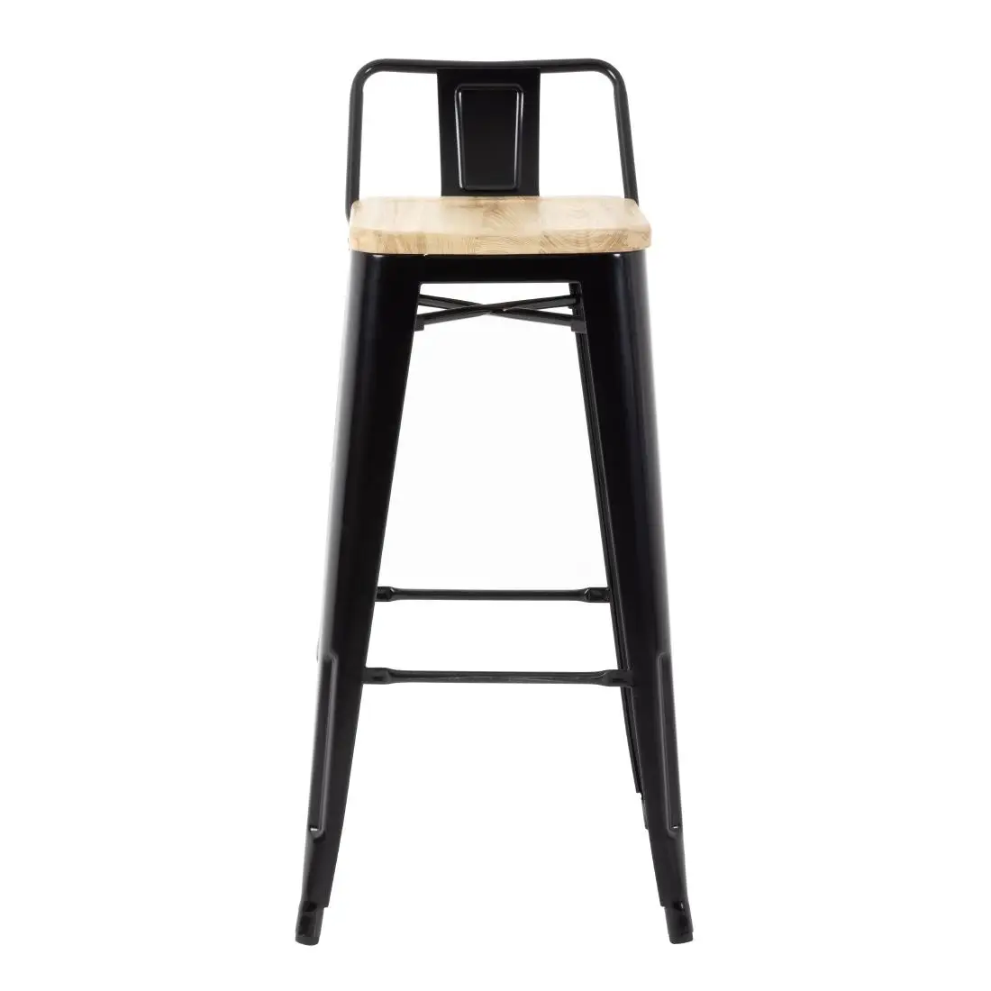 Bolero Bistro Backrest High Stools with Wooden Seat Pad Black (4 Pack) FB623 - Image 3