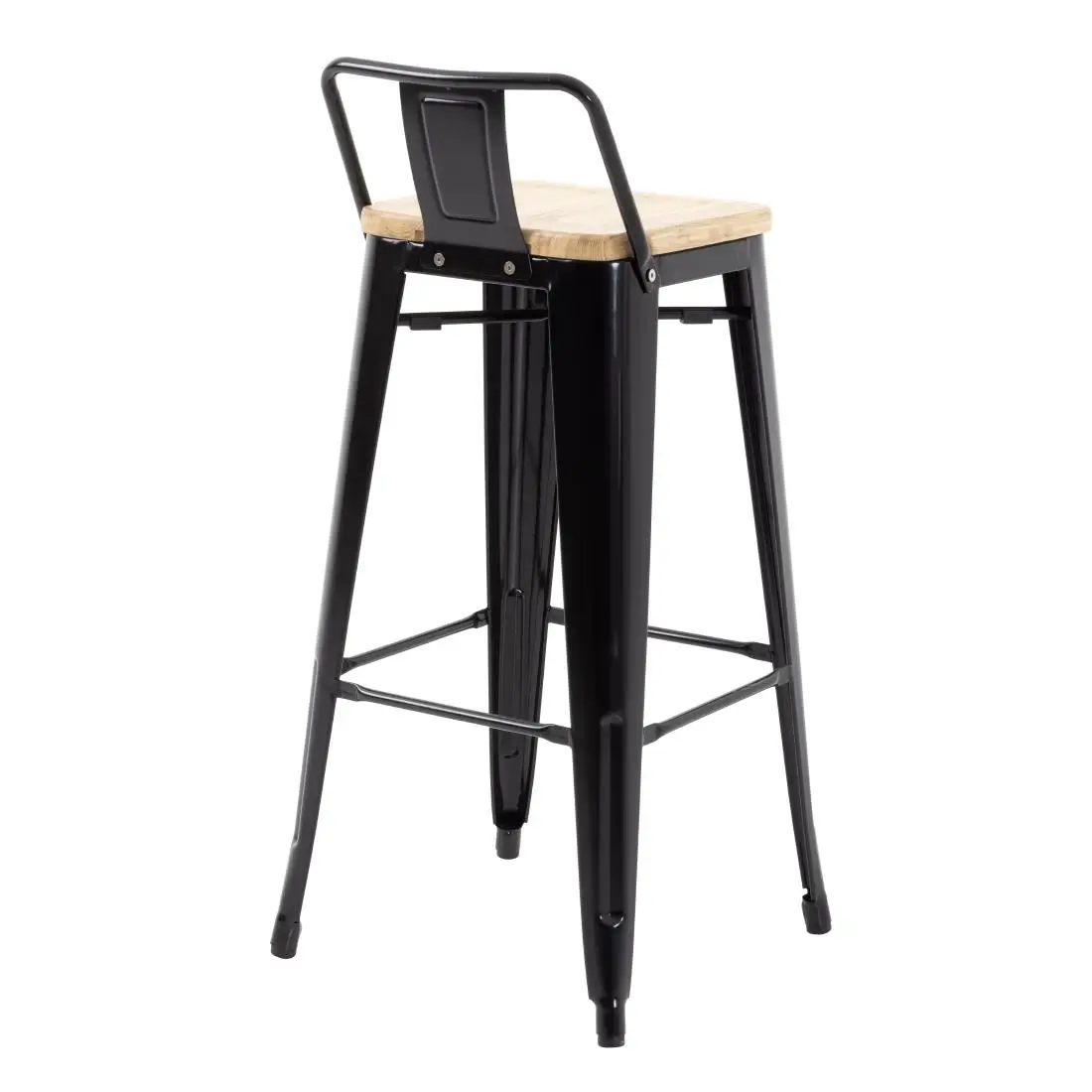 Bolero Bistro Backrest High Stools with Wooden Seat Pad Black (4 Pack) FB623 - Image 5