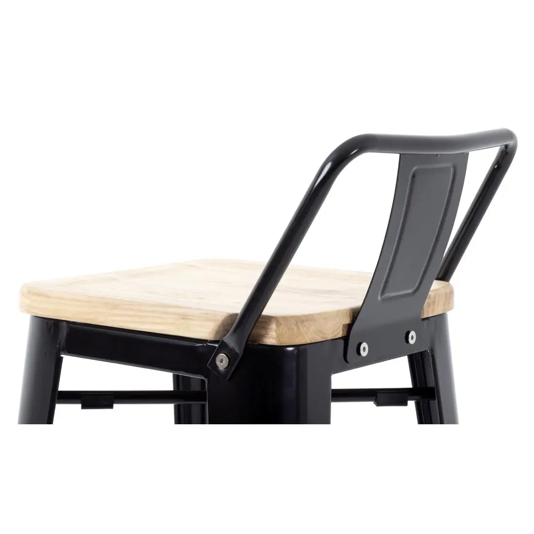 Bolero Bistro Backrest High Stools with Wooden Seat Pad Black (4 Pack) FB623 - Image 8