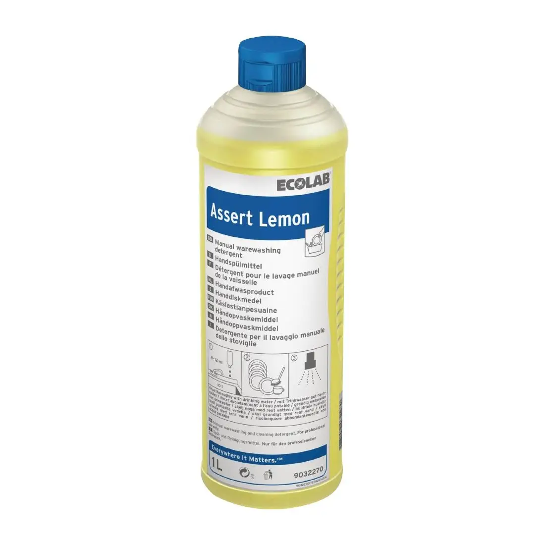 Ecolab Assert Lemon Washing Up Liquid Concentrate 1Ltr (6 Pack) FC423