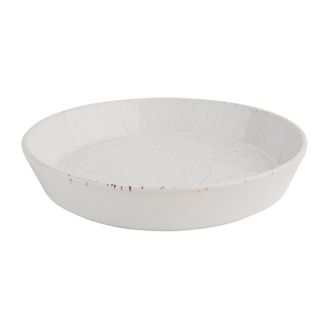 Olympia Cavolo Flat Round Bowls White Speckle 220mm (4 Pack) FD901