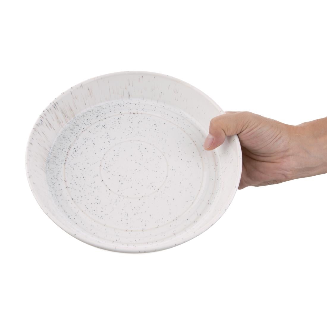 Olympia Cavolo Flat Round Bowls White Speckle 220mm (4 Pack) FD901 - Image 7