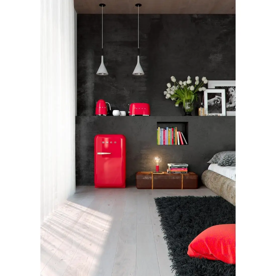 Smeg 50s Retro Mini Bar Fridge Red FAB5RRD5 FS275 - Image 4